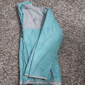 The North Face Aqua and Gray Fleece Jacket